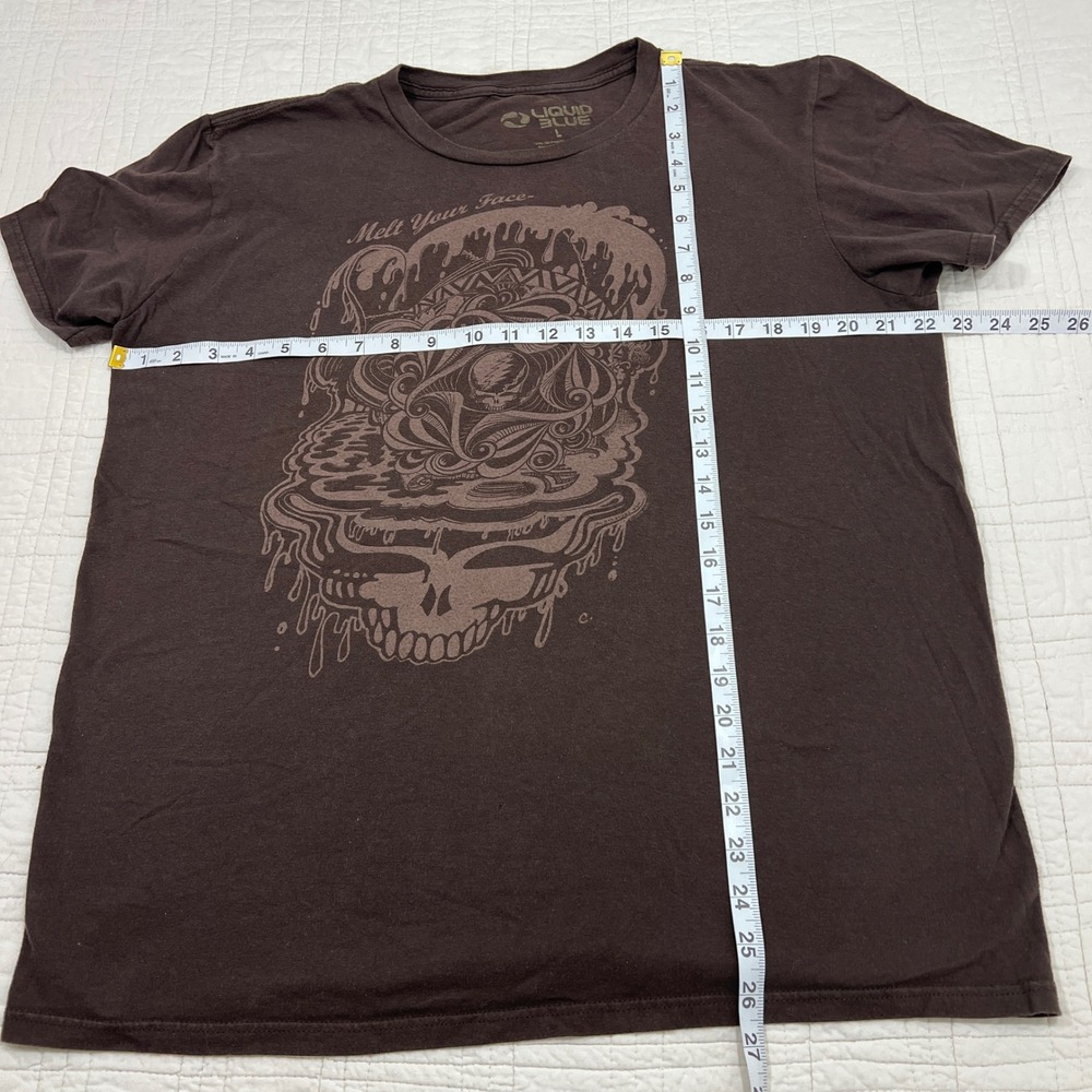 Liquid Blue Grateful Dead Melt Your Face Brown Graphic Tee Mens Large Band Shirt - Picture 5 of 6